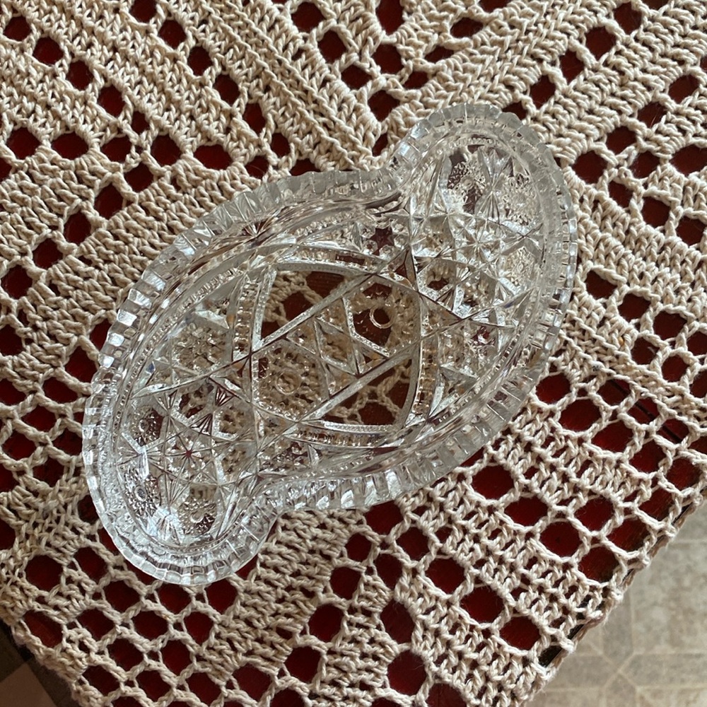 American Brilliant Pressed Cut Glass Candy Nuts Condiment Sauce Trinket Dish